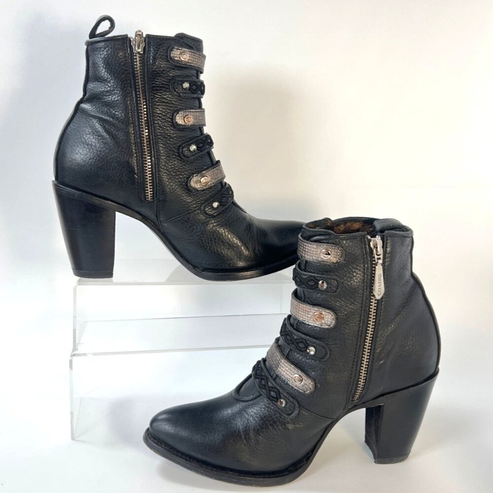 Cuadra Women Western Boots Black Leather Ankle Booties Size MEX25.5 US7.5 - Picture 7 of 13